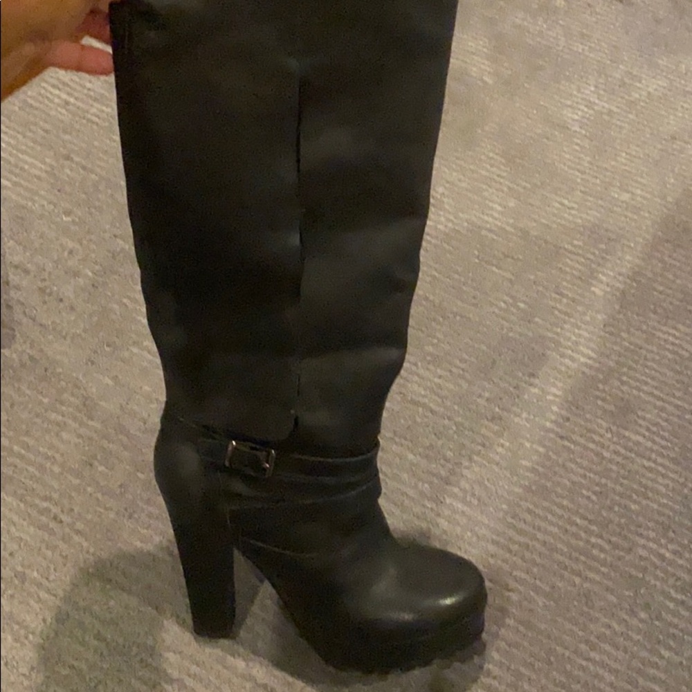 Leather knee boots